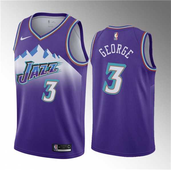 Men%27s Utah Jazz #3 Keyonte George Purple 2023 Draft Classic Edition Stitched Basketball Jersey Dzhi